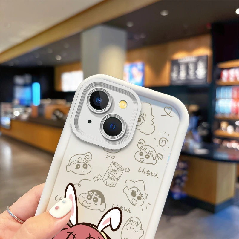 Cute C-Crayon Shin-chan Phone Case for iPhone 15 14 13 12 11 Pro Max 15 14 8 7 6Plus X XS Max 8 7 Silicone Shockproof Soft Cover