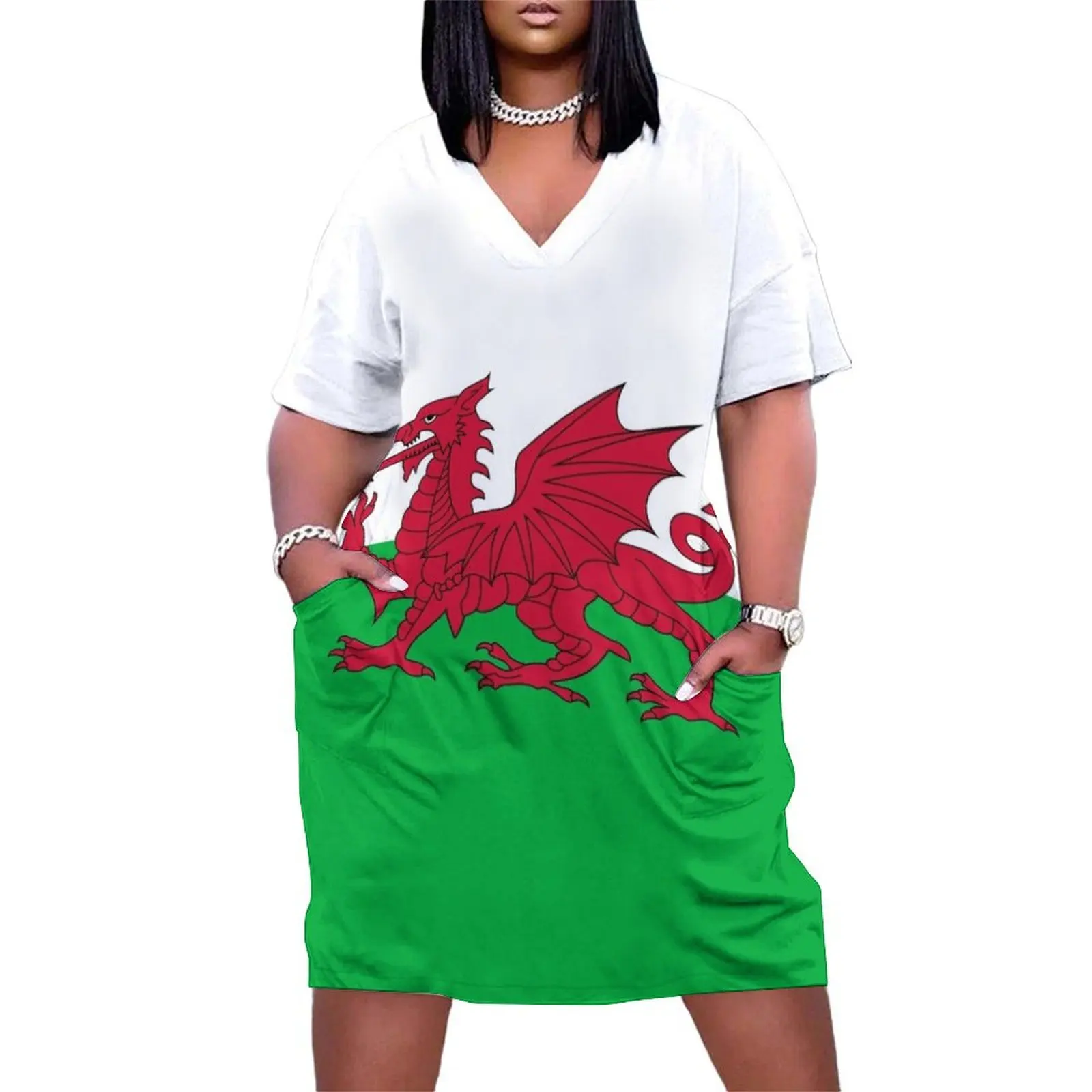 Welsh flag of Wales Loose Pocket Dress evening dress women loose women