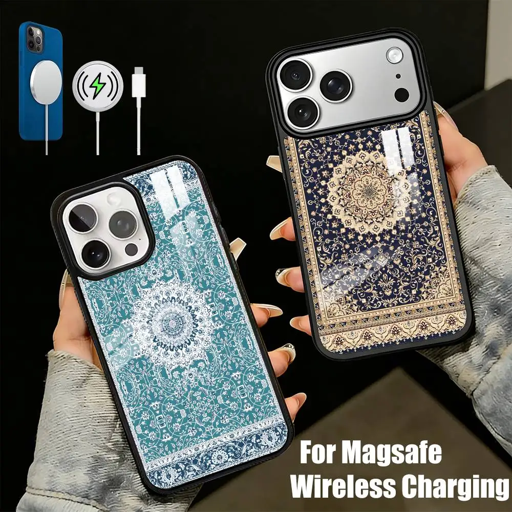 P-Persian Carpet Art Patterns  Phone Case For iPhone17,16,15,14,13 Plus,Pro Max Magnetic For Magsafe Wireless Charging