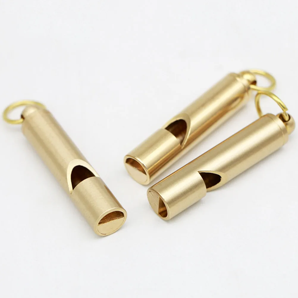

3 Pcs Copper Whistle Pendant for Outdoor Emergency Key Chain Multifunctional Child Engraved Keyring Survival