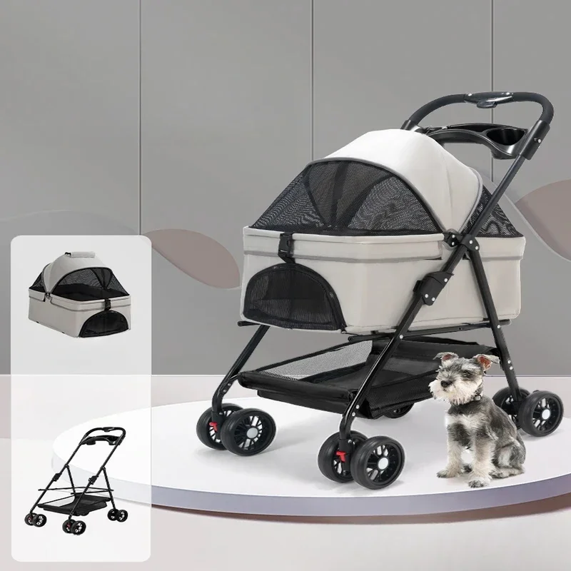 

Pet Stroller for Dogs and Cats Lightweight and Foldable Teddy Baby Stroller Small Outdoor Pet Cart for Travel Easy