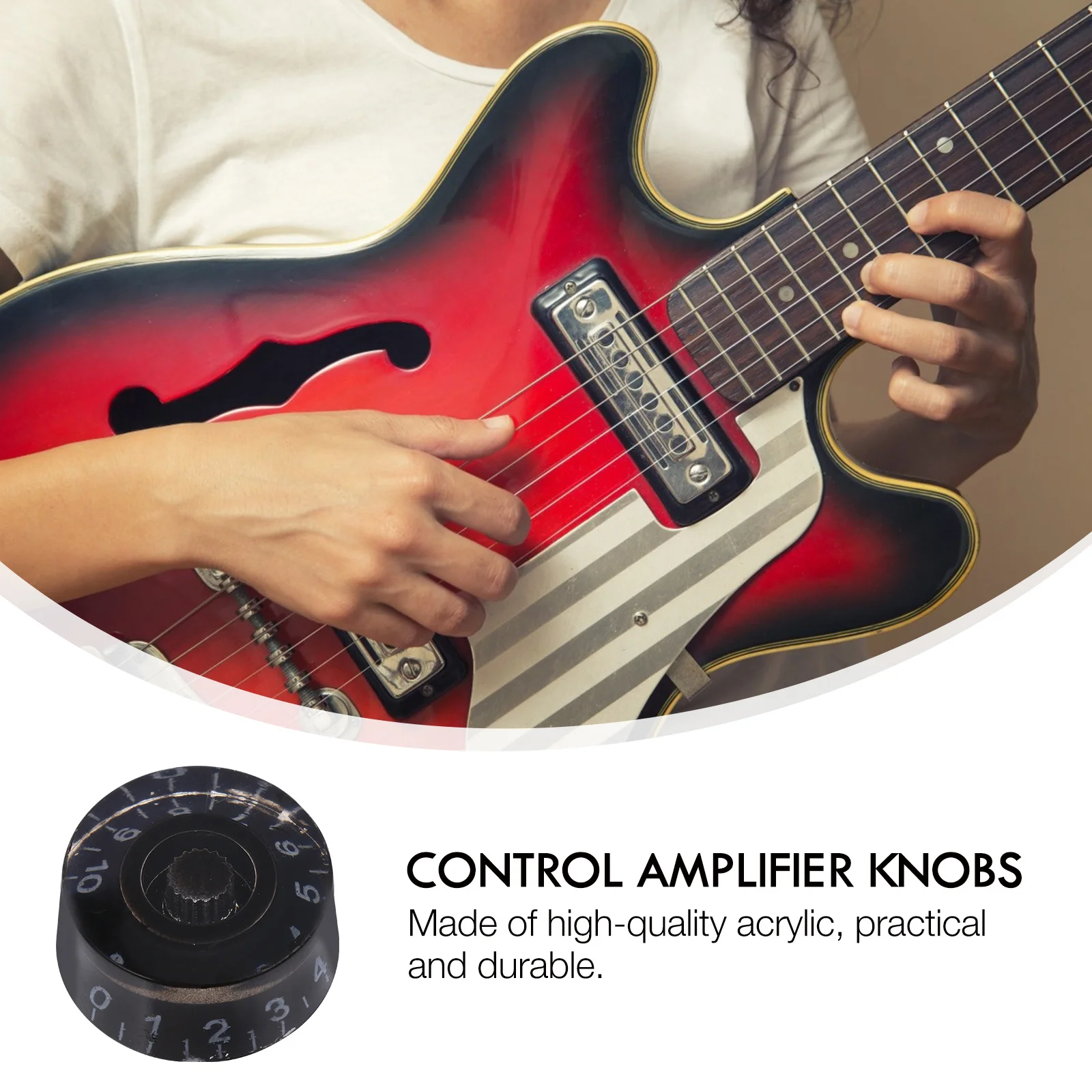 

10 Pieces Key Electric Guitar Knob Cap Rotary Control Potentiometer Black Plastic Amplifier Knobs