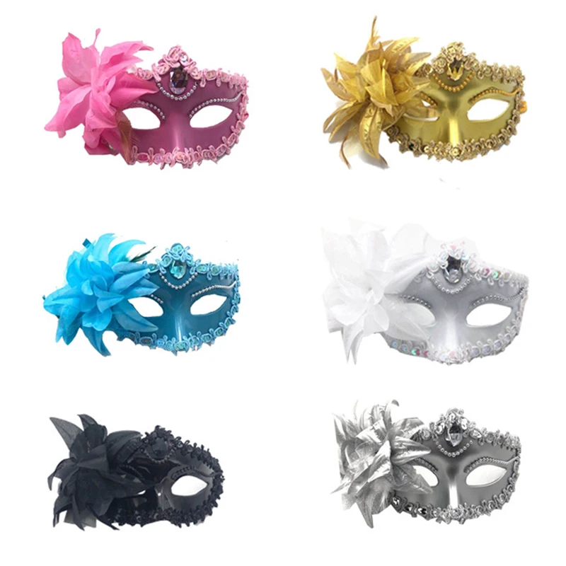 

Dance Party Diamond Venetian Mask Feather Flower Wedding Carnival Performance Costume Sexy Lady Mask Masquerade Christmas