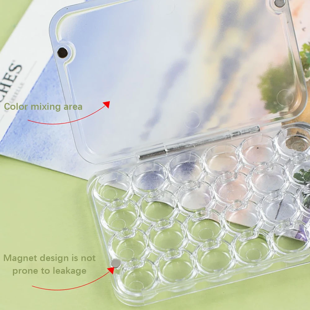 24 Grid 0.8ml Watercolor Pigment Packaging Box Portable Small Capacity Moisturizing Box Magnetic Seal