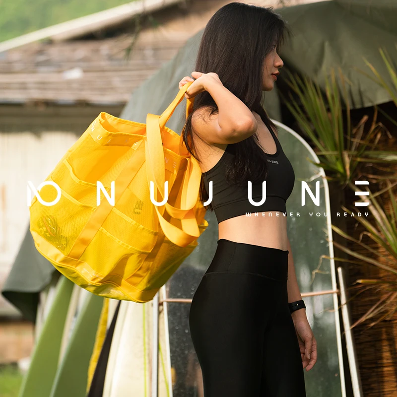 Nu-June Wodoodporna torba plażowa do pływania Siłownia Podróżna składana torba o dużej pojemności z kieszeniami dla mężczyzn i kobiet na zewnątrz