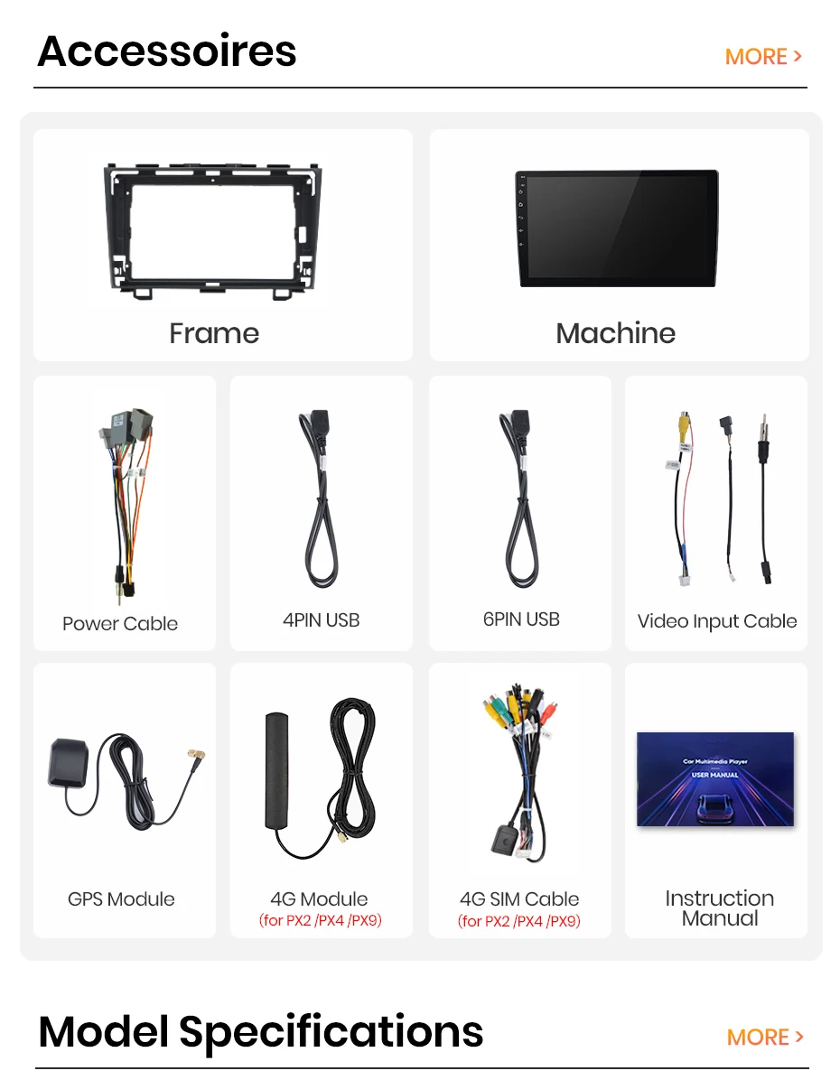 AWESAFE 9-Zoll-Android-Radio für Honda CR-V 3 RE CRV 2007-2011, kabelloses CarPlay & Android Auto, GPS-Navigation, Multimedia, Unterstützung für Lenkradsteuerung, Subwoofer, Verstärker, Rückfahrkamera, EU Plug-and-Play, DAB+, digitales Autoradio, 2-DIN-Autoradio, Stereo, RDS, DSP, FM – Detail 5