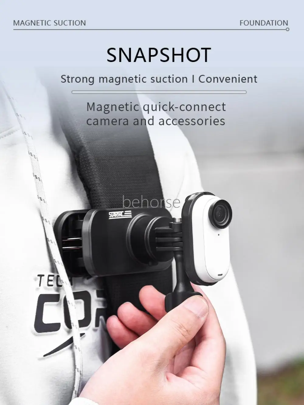 Go 3/Go3S Magnetic Adaptor Bracket 2-Jaw Interface Sports Camera Mount For Insta360 Go 3S Portable Camera Accessories