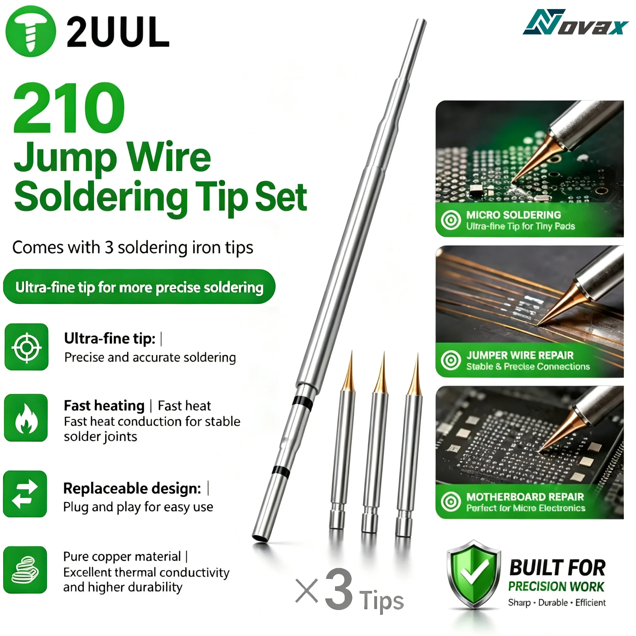 

2UUL FD35 ultra-fine pointed 210 jumper soldering iron tip, replaceable soldering head for mobile phone motherboard maintenance