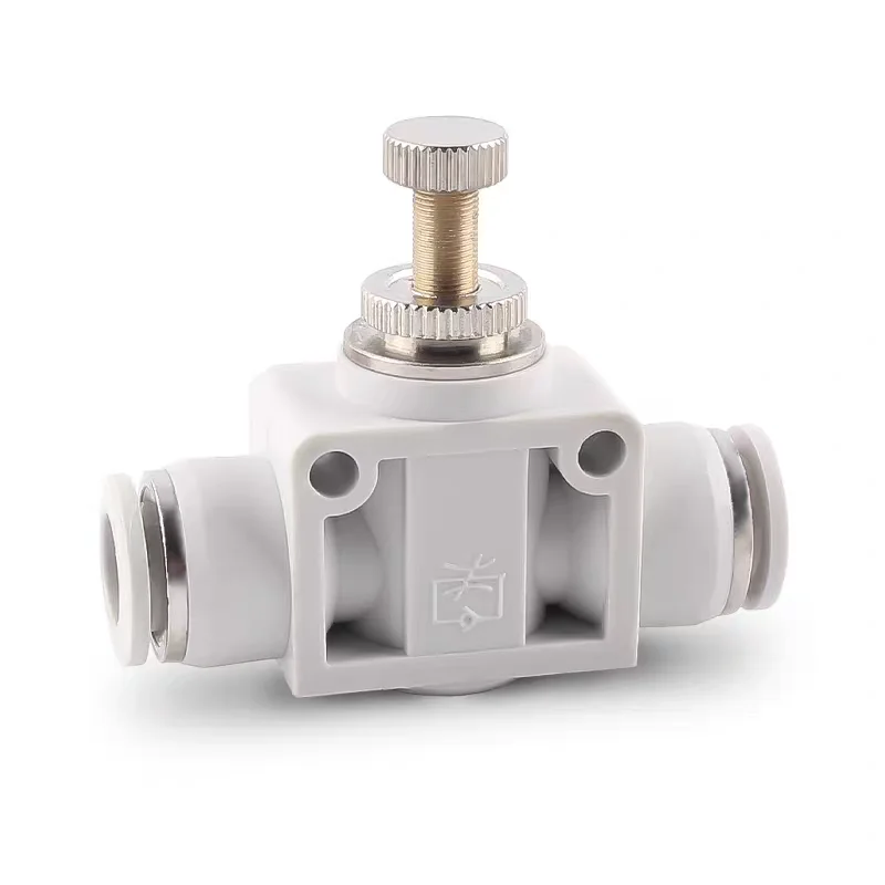1pcs T-Shaped SA Pneumatic Fitting 4mm 6mm 8mm 10mm 12mm Fast connection Air Speed Pressure Regulating Throttle Valve White