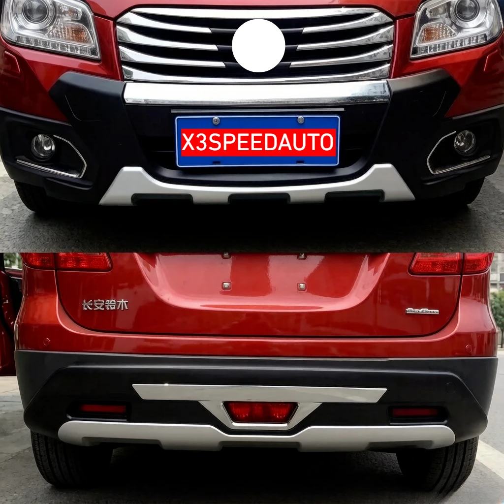 High Quality Plastic Front+Rear Bumper Protector Guard Full Set For Suzuki S-Cross SX4 2014-2016