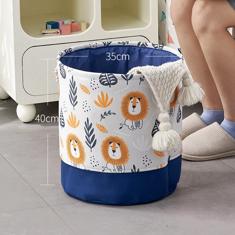 Large Cartoon Lion Laundry Basket Canvas Foldabe Laundry Hamper Kids Storage Bins for Toys,Clothes Baby Nursery Room Organizer