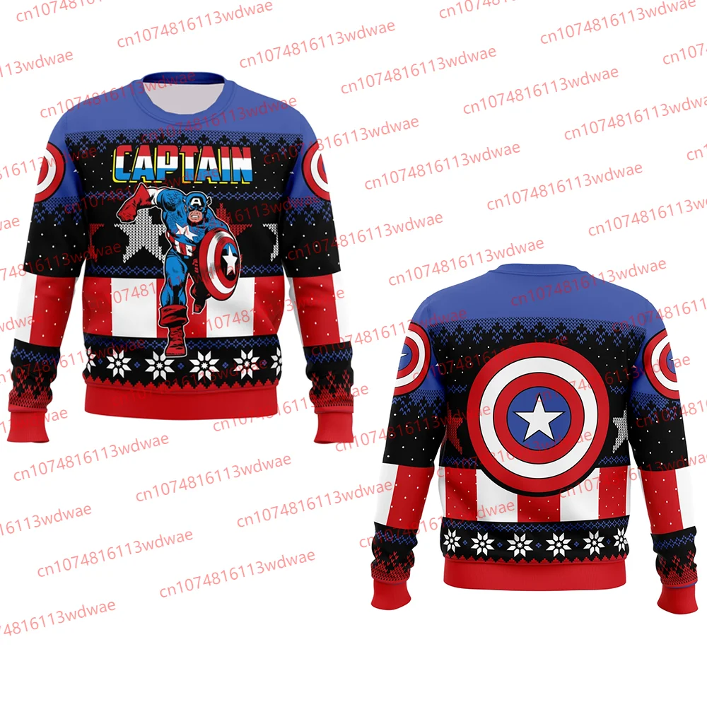 

Captain America Long Sleeve Sweater Classic Autumn Winter Sweater Shirt Unisex Sport Superhero Marvel Anime Christmas Sweatshirt