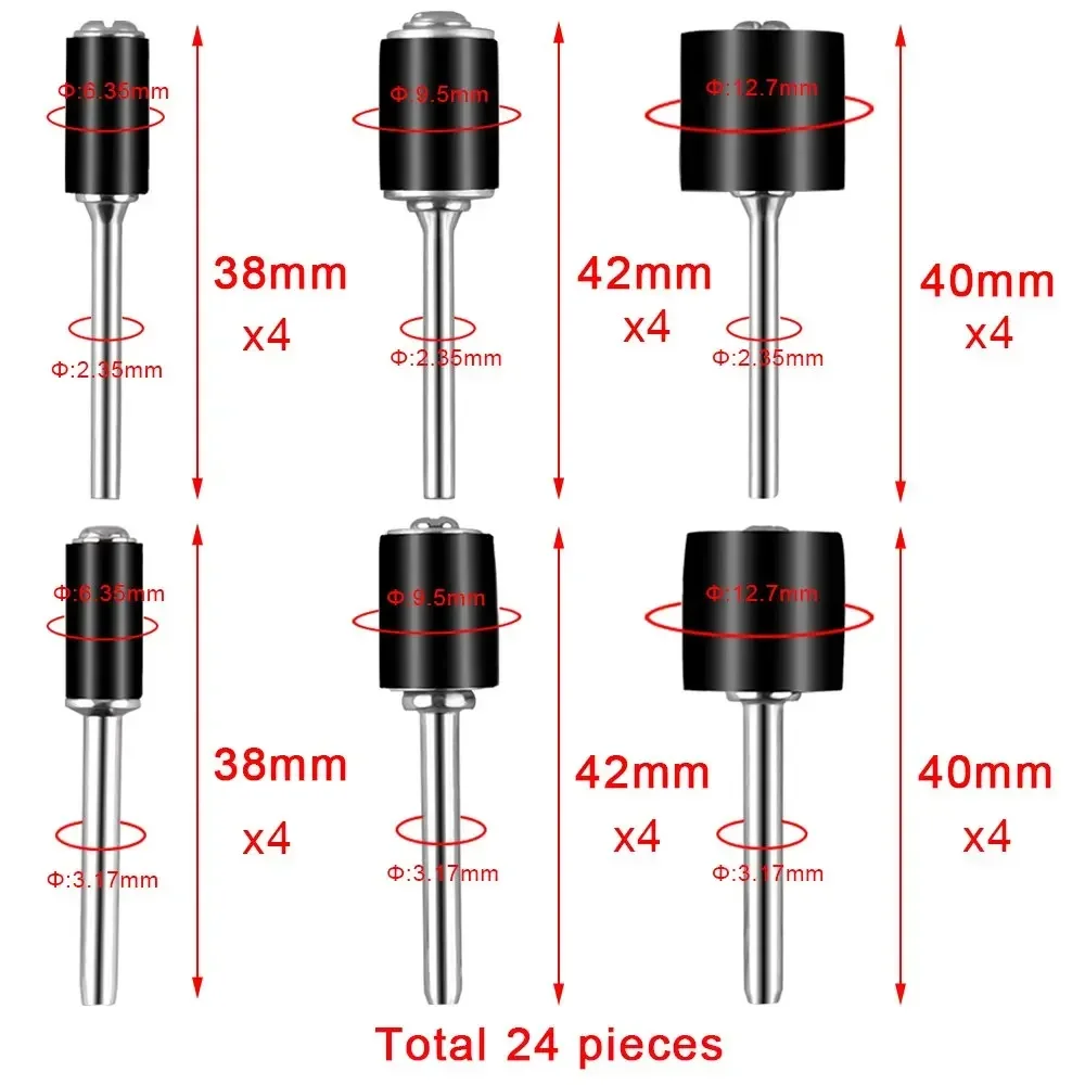 Imagem -03 - Tambor Lixar Banda Mangas para Ferramenta Rotativa Dremel Tambor Mandris 384 Pcs 360 Pcs 80 120 240 320 400 600 Grit 24 Pcs