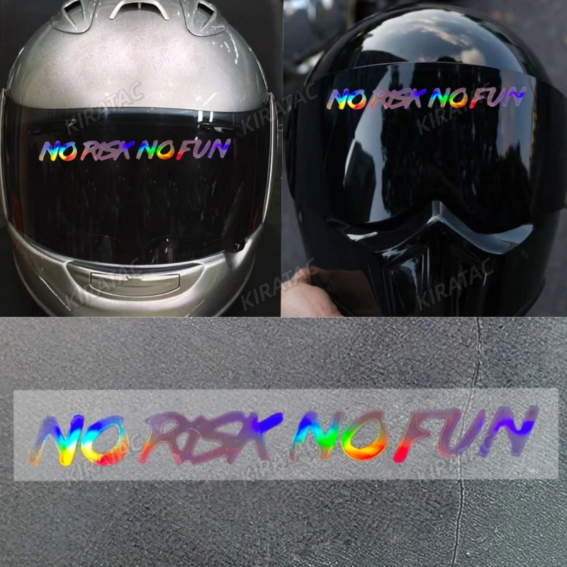 

NO RISK NO FUN розовые лазерные наклейки для мотоциклов, водонепроницаемые для DIY линз для мотоциклетного шлема, топливный бак, скутер, прочные виниловые наклейки
