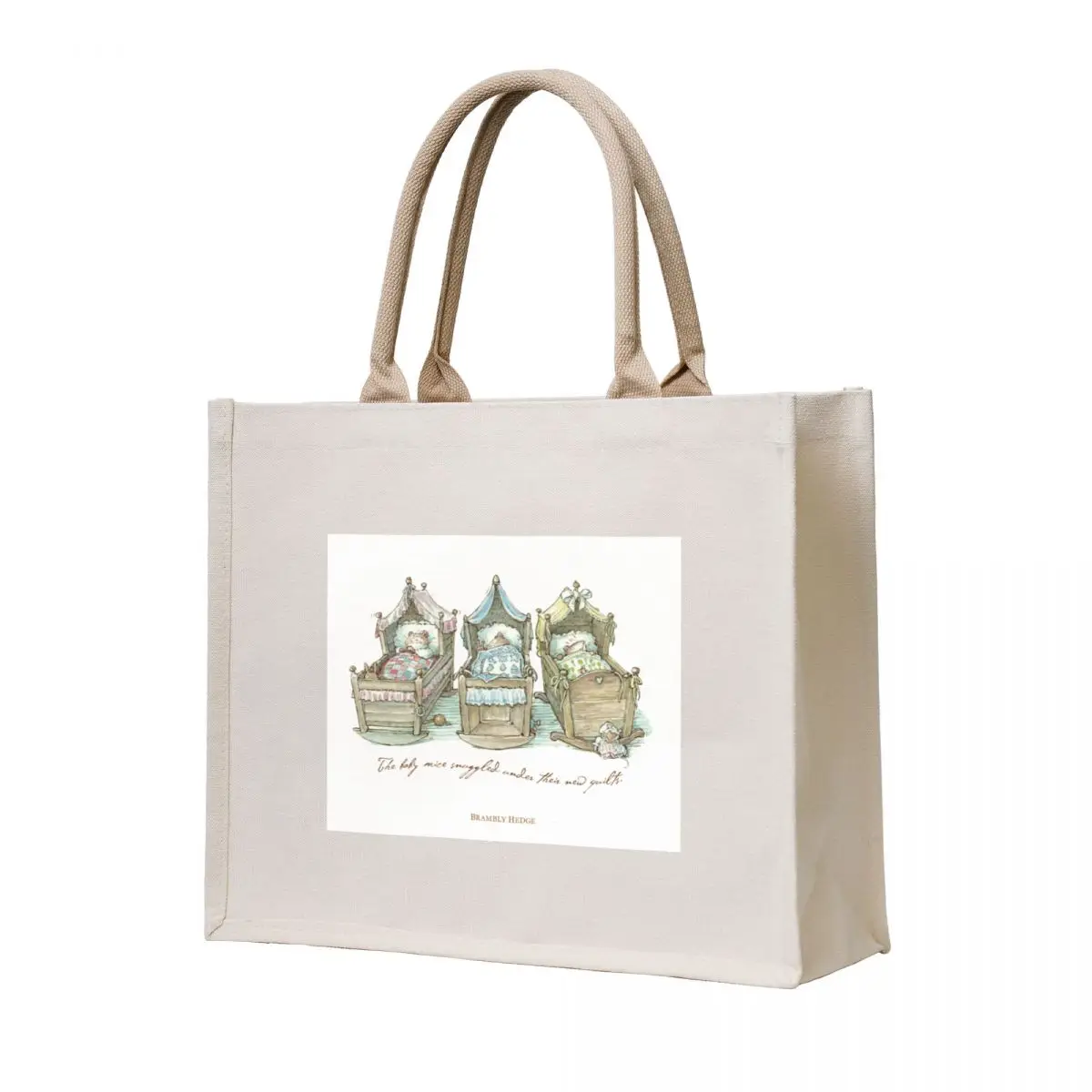 

The Brambly Hedge baby mice snuggle in their cots Tote Bag tote bag women handbag great bag eco folding
