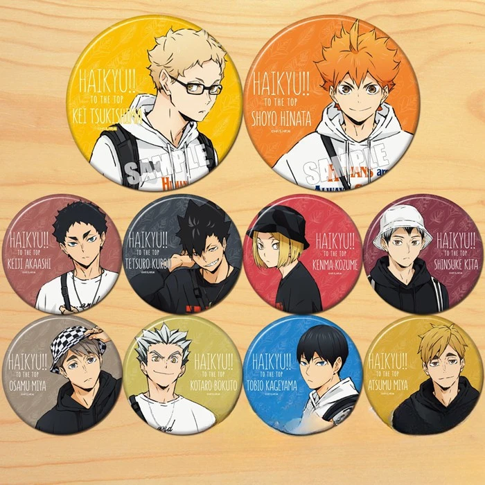 58mm Shoyo Hinata Tobio Kageyama Kei Tsukishima Kotaro Bokuto Volleyball Anime Peripherals Costumes Badge Hobby Collectibles