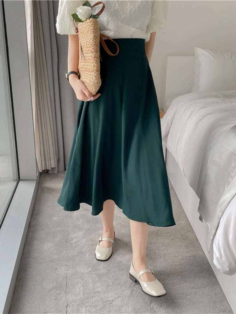 Colorfaith SK1664JM 2024 New Chic Elegant Korean Fashion Flared Pleated High Waist Spring Summer Minimalistyczne długie spódnice damskie