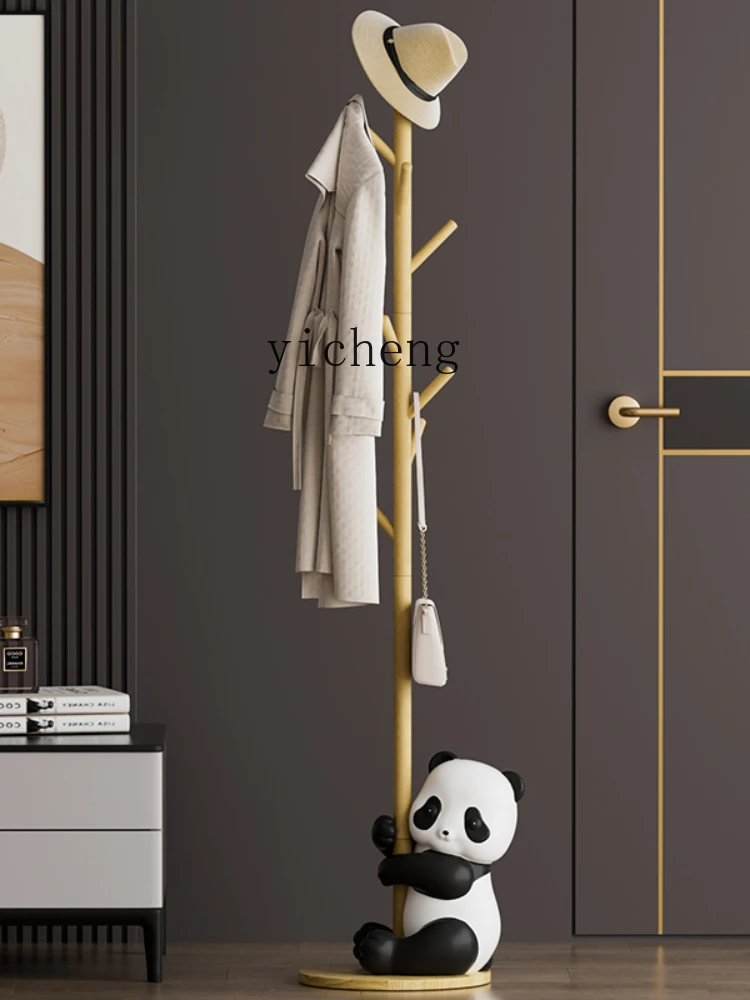 ZK Panda Corner Coat Rack Floor Ornaments Living Room Sofa next to Bedroom Solid Wood Hanger Home