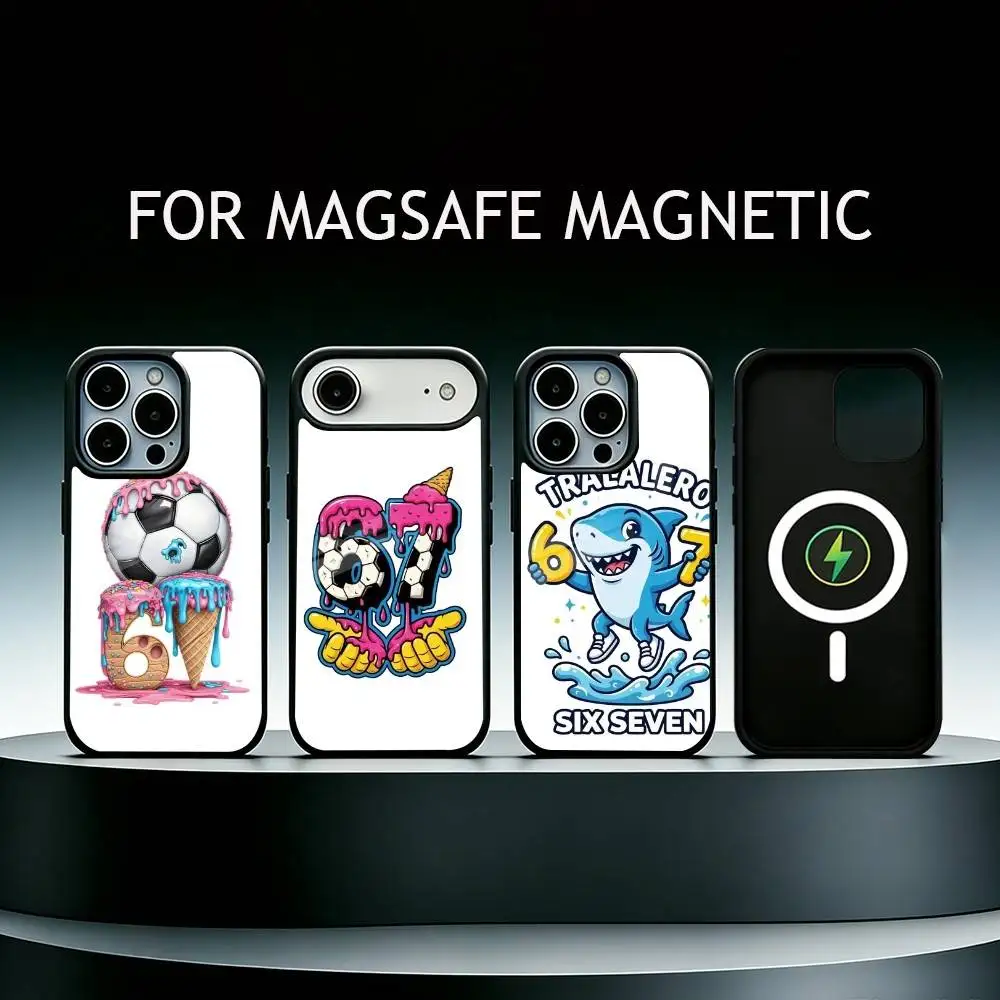 

Six Seven 6 7-Football Phone Case For iPhone17,16,15,14,13,12,11 Plus,Pro Max Magnetic For Magsafe Wireless Charging