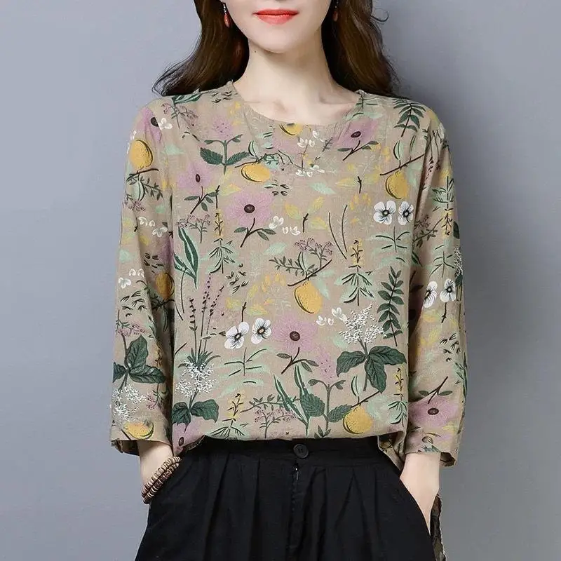 

Women's Summer Loose Chiffon V-ne Long T-irt Floral Print Casual Comfortable Breathable Svel Top for Ladies