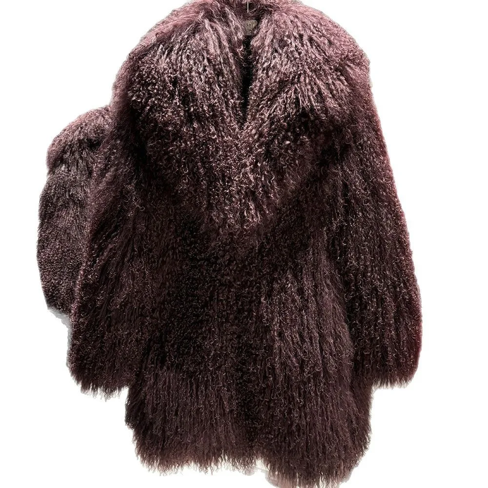 

Mao Mao Coat Cross-border Foreign Trade Express Tan Sheep Fur Jacket Women's Lapel Fashion Warm Jacket