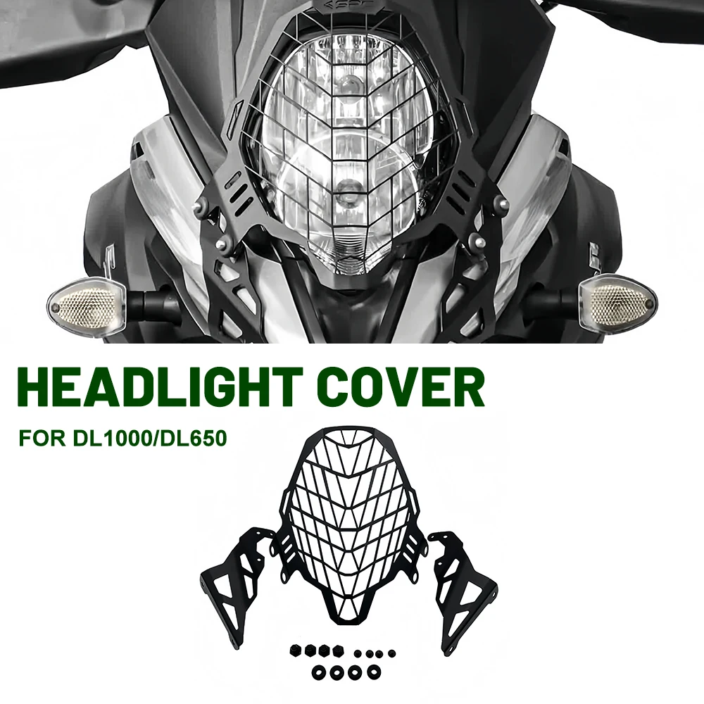 FOR Suzuki DL1000 DL650 Motorcycle Headlight Guard Cover Metal Mesh Protector Black Corrosion-Resistant
