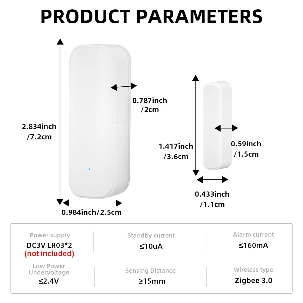 ONENUO-Sensor magnético de puerta y ventana Tuya Zigbee, Detector inalámbrico de puerta de casa, debe con Hub de puerta de enlace Tuya Zigbee