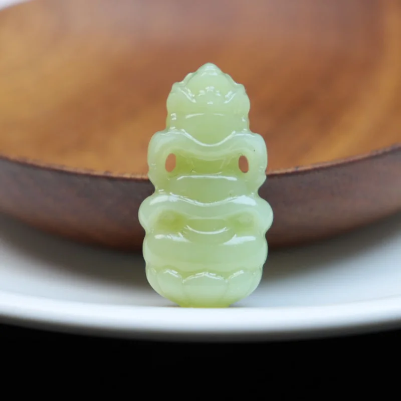 Ruoqiang Huangkou finely carved Guanyin , double-sided hollowed-out small Tara jade pendant women
