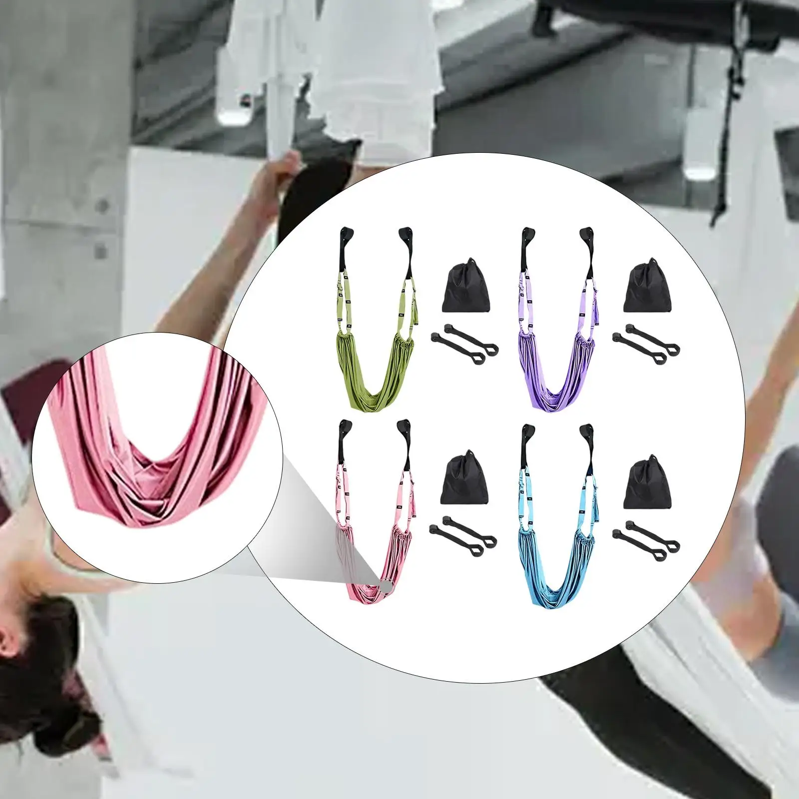 حزام نقالة الساق مع مرساة الباب، حزام مطاطي لليوجا، معدات تمدد حبل اليوغا للتشجيع والبيلاتيس