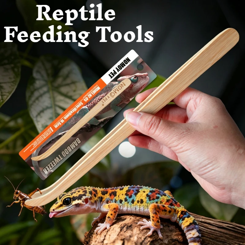 16.8/28cm Reptile Bamboo Feeding Tweezers Smooth Round Tip Feeding Tongs for Leopard Gecko Lizard Snake Amphibians Terrarium