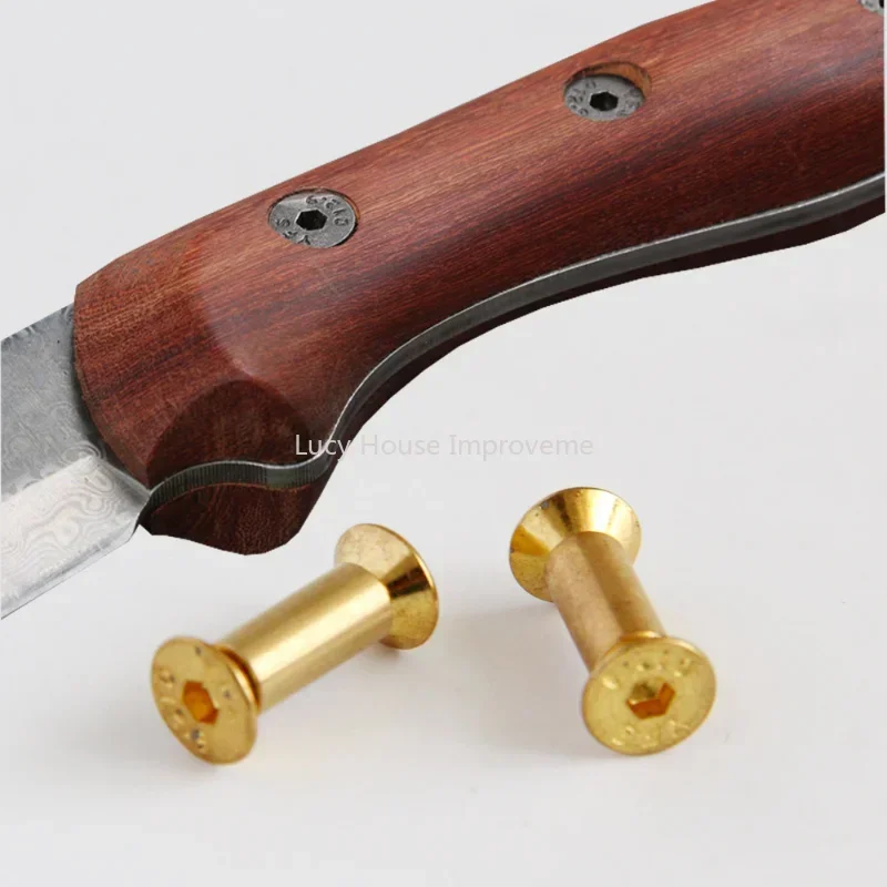 10pcs/lot Brass Screw Rivet Knife Handle Lock DIY Knife Material Plate Fastening Flat Hex Head Screws