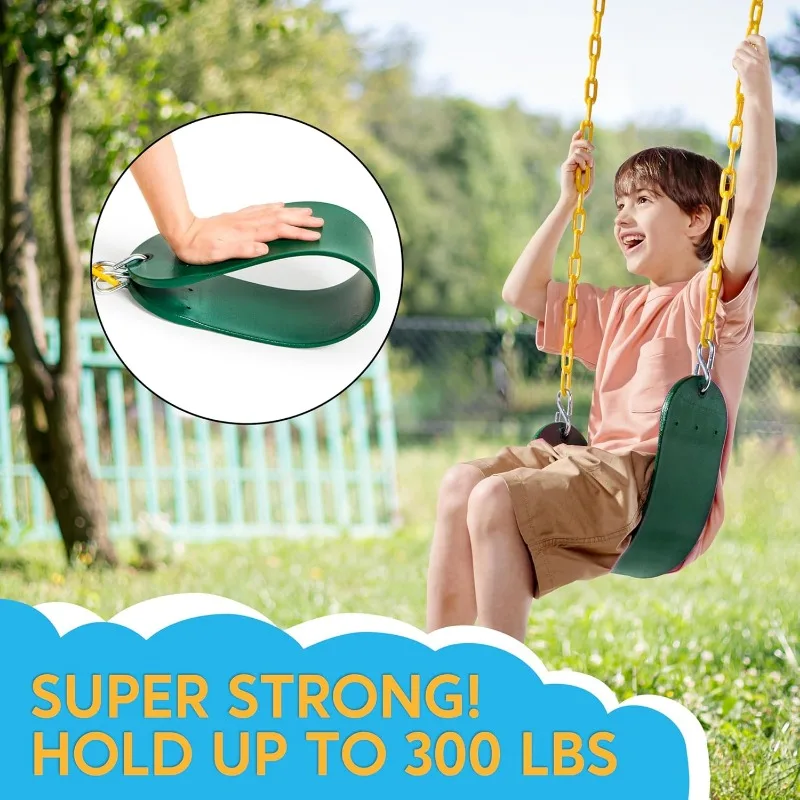 

2 Pack Green Swing Seats Heavy Duty with 66" Chain, Swing Set Accessories Replacement