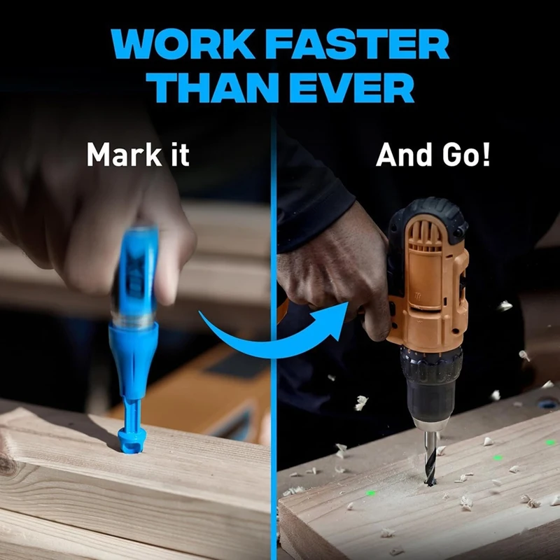 A23T Deep Hole for Marker Chalk Powder Shot 2-Pack for Carpentry Construction Drilling Marking Tool