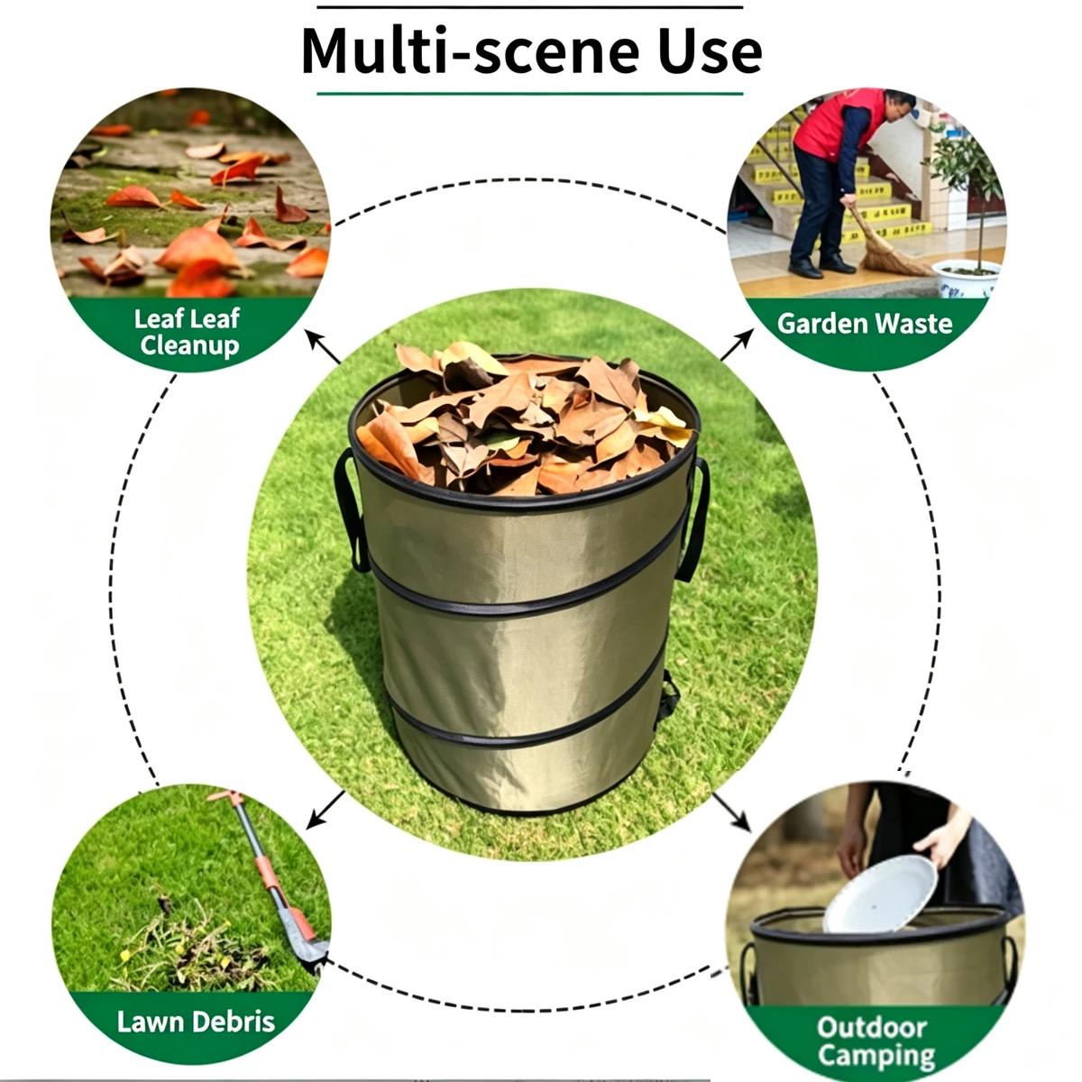 Gardening Trash Can Collapsible Garbage Bin Separate Waste Container Outdoor Bins Garden Litter the Storage Foldable Camping Box