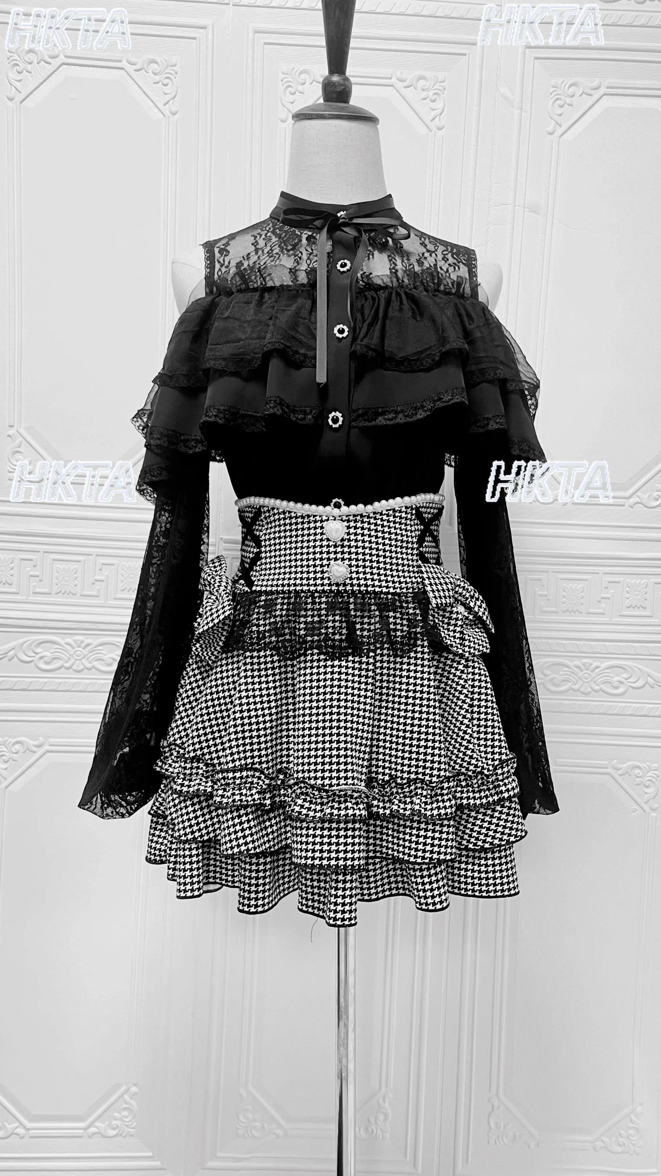 

Original Mass-produced Japanese-style Skirts Women New Spring Summer Lace Elegant Black Skirt College-style Plaid Short Skirt