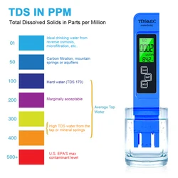 Tester temperatury 3 In1 TDS EC Meter Wielofunkcyjny cyfrowy tester jakości wody Tester czystości wody TEMP PPM Tester