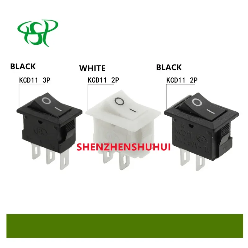 10 sztuk/lot KCD11 2-pinowy 10x15mm Mini przełącznik wciskany SPST 3A 250V AC zatrzaskowy włącznik/wyłącznik kołyskowy łodzi 1 czarny czerwony biały szary