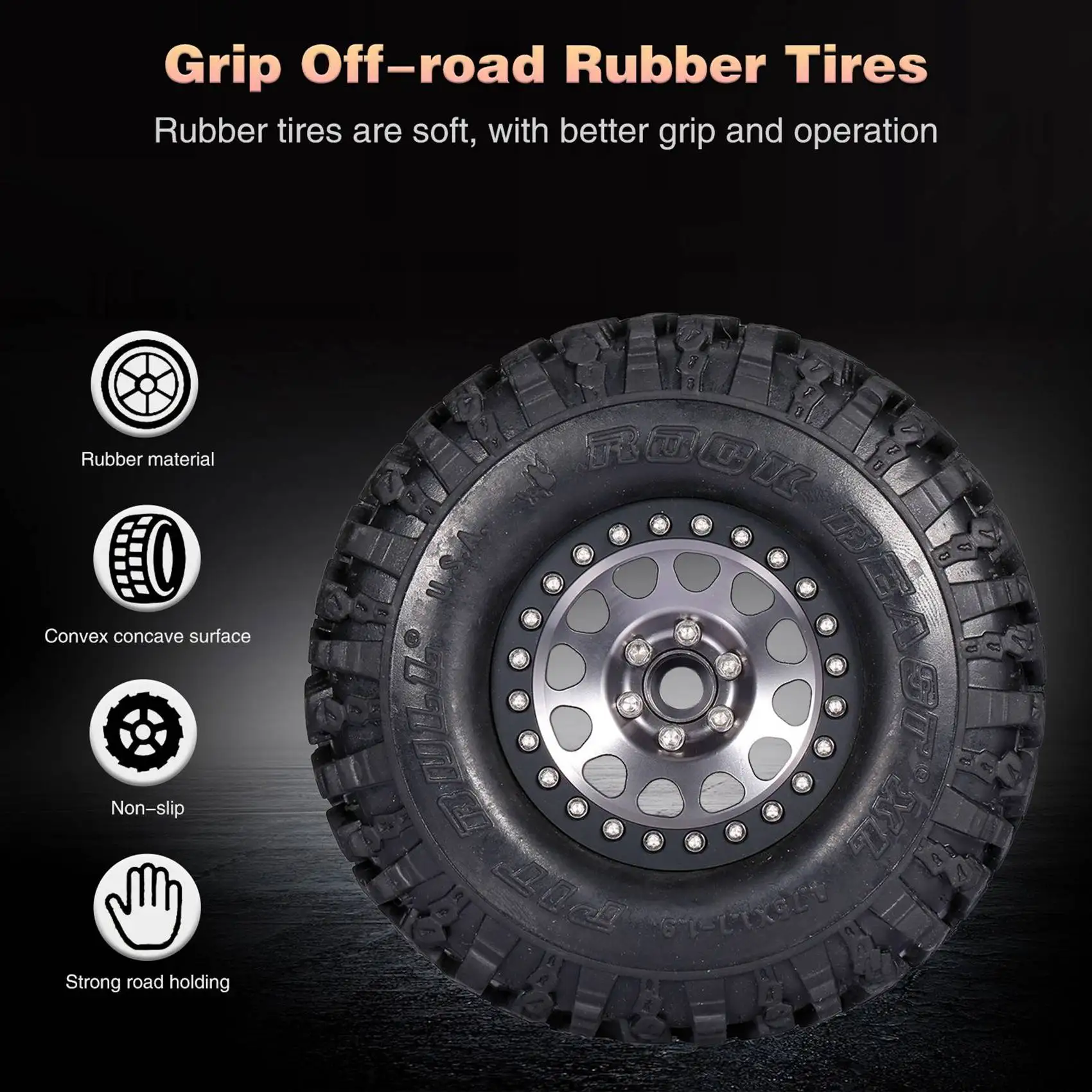 

M15K-8PCS Metal 2.2 Beadlock Wheel Rim Tires Set For 1/10 RC Crawler Car Traxxas TRX4 TRX6 Axial SCX10 RR10 Parts,Titanium