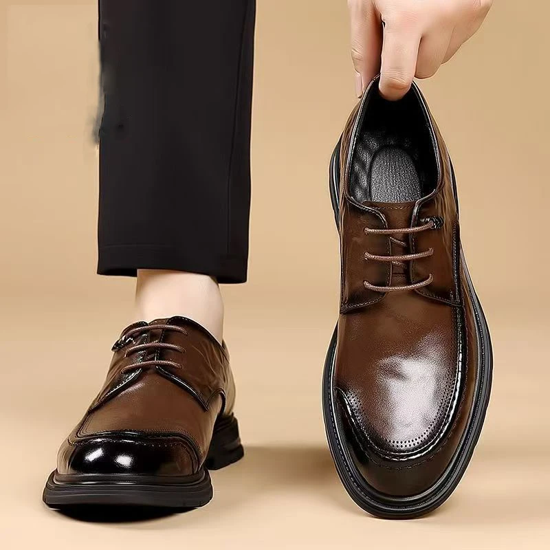 Men's Business Leather Shoes Retro minimalist gentleman style Work leisure party High quality adult suit Black brown versatile