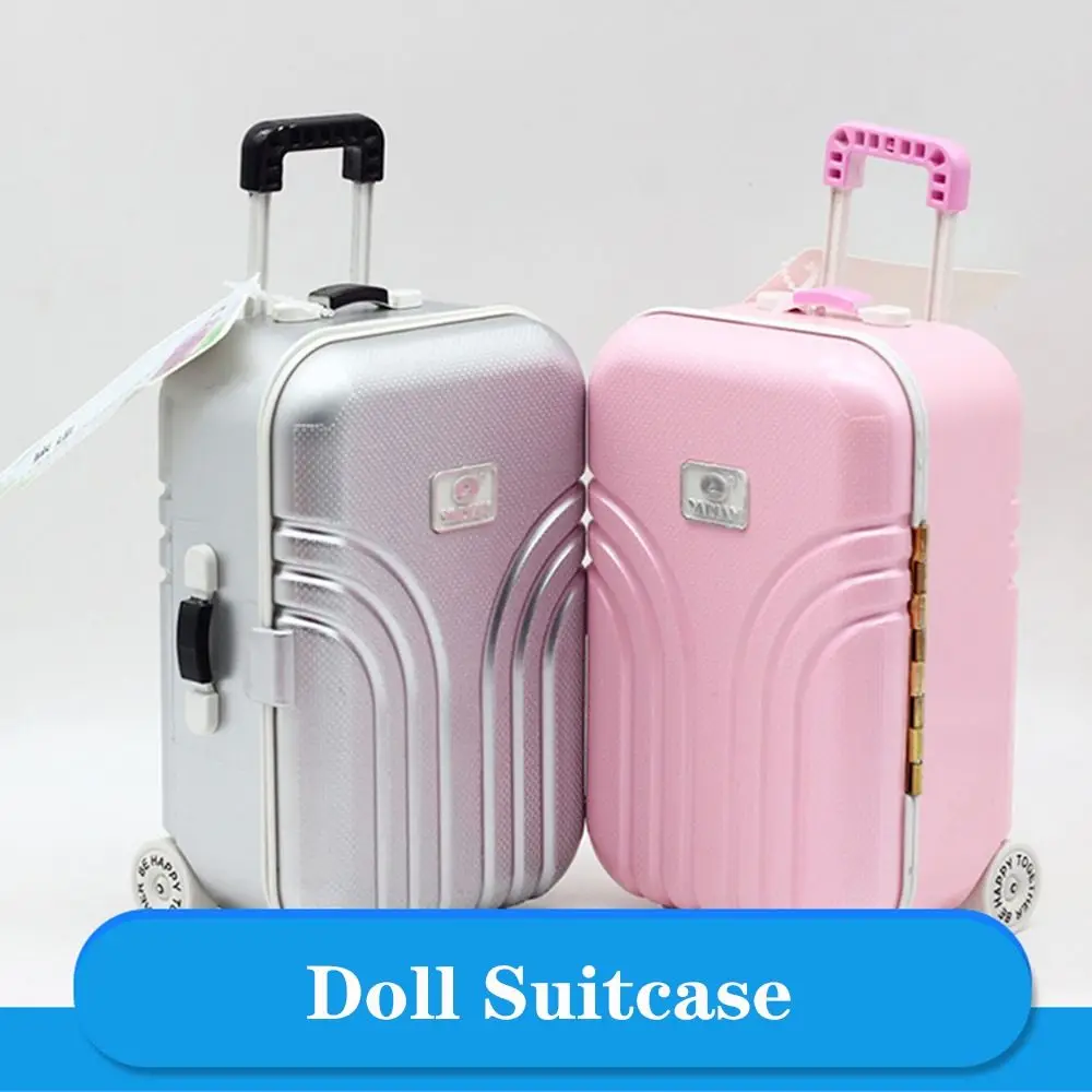 Miniature Rolling Luggage Mini Doll Business Trolley Suitcase Women Travel Case Doll House Accessories For 1/4 1/6 Dolls