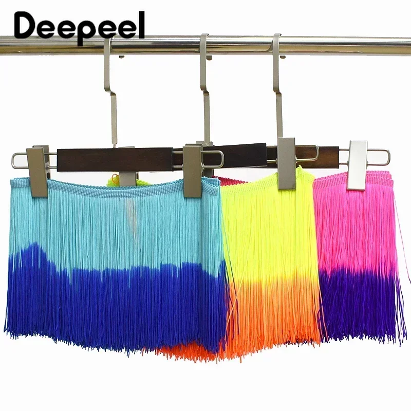 1Meter Deepeel 20cm Colored Tassels Fringe Latin Dress Ribbon Trim Lace Curtain Tassel Trimming DIY Bag Clothes Sewing Accessory