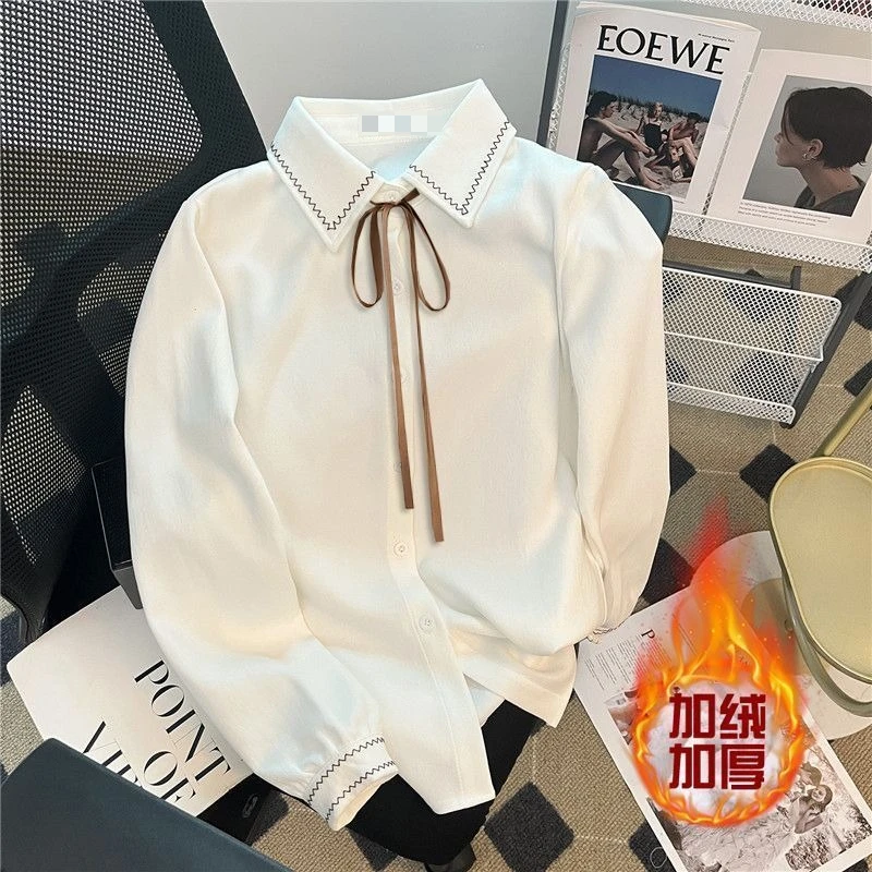 

Шикарные молодые рубашки, женские модные однотонные простые милые популярные универсальные теплые бархатные утепленные зимние топы для девочек, новинка TT168