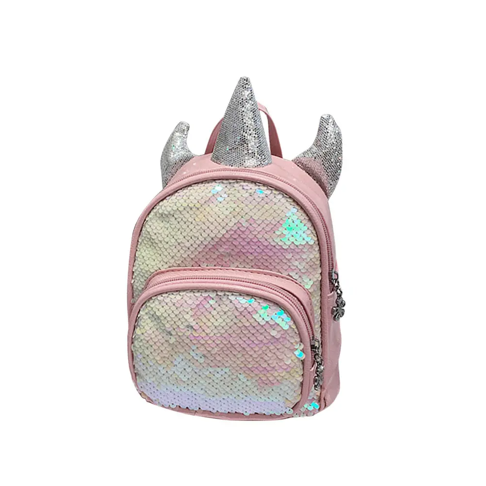 

1Pcs Sequin Backpack Unicorn PU Glitter Bling Pink Silver School Bag Stylish Travel Shoulder Bag