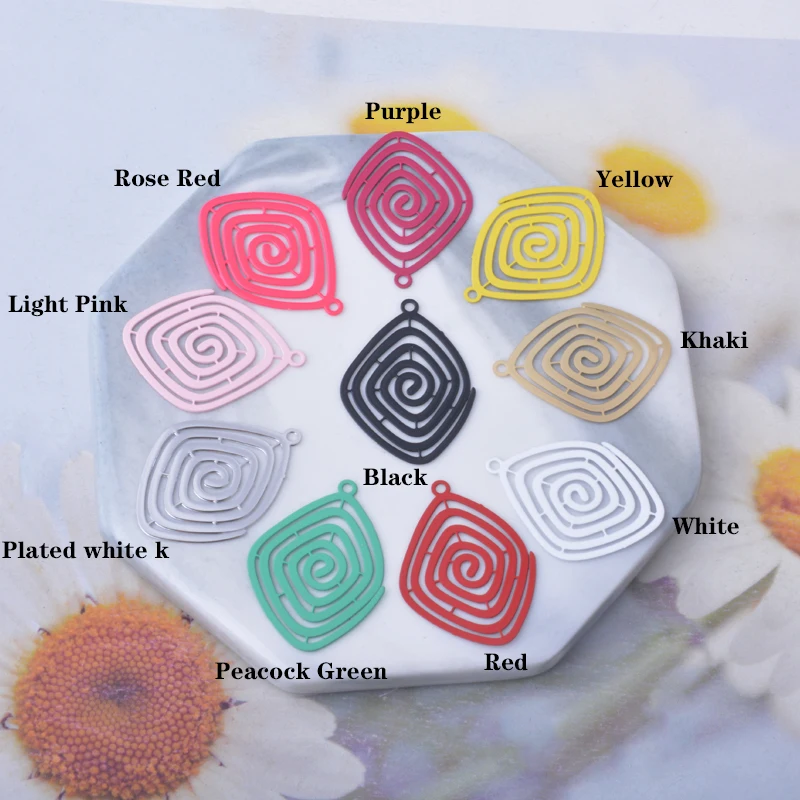 30 Stück AC15187 Messing-Schmuck-Spiralanhänger Bunte Blumenanhänger DIY Damen Ohrring Halsketten Zubehör – Detail 5
