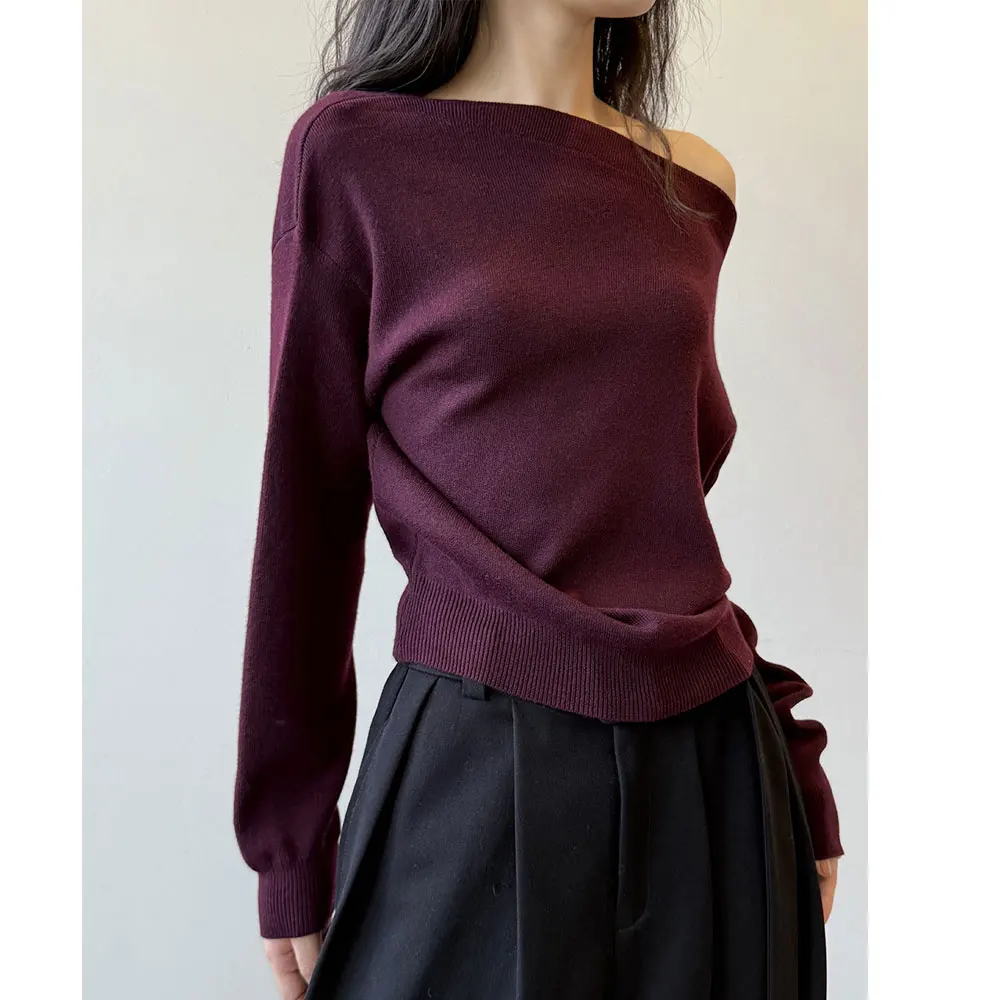 

Женские вязаные полосатые тонкие пуловеры с длинными рукавами и открытыми плечами, женские топы и блузки, модный свитер Blusas Roupa Feminina