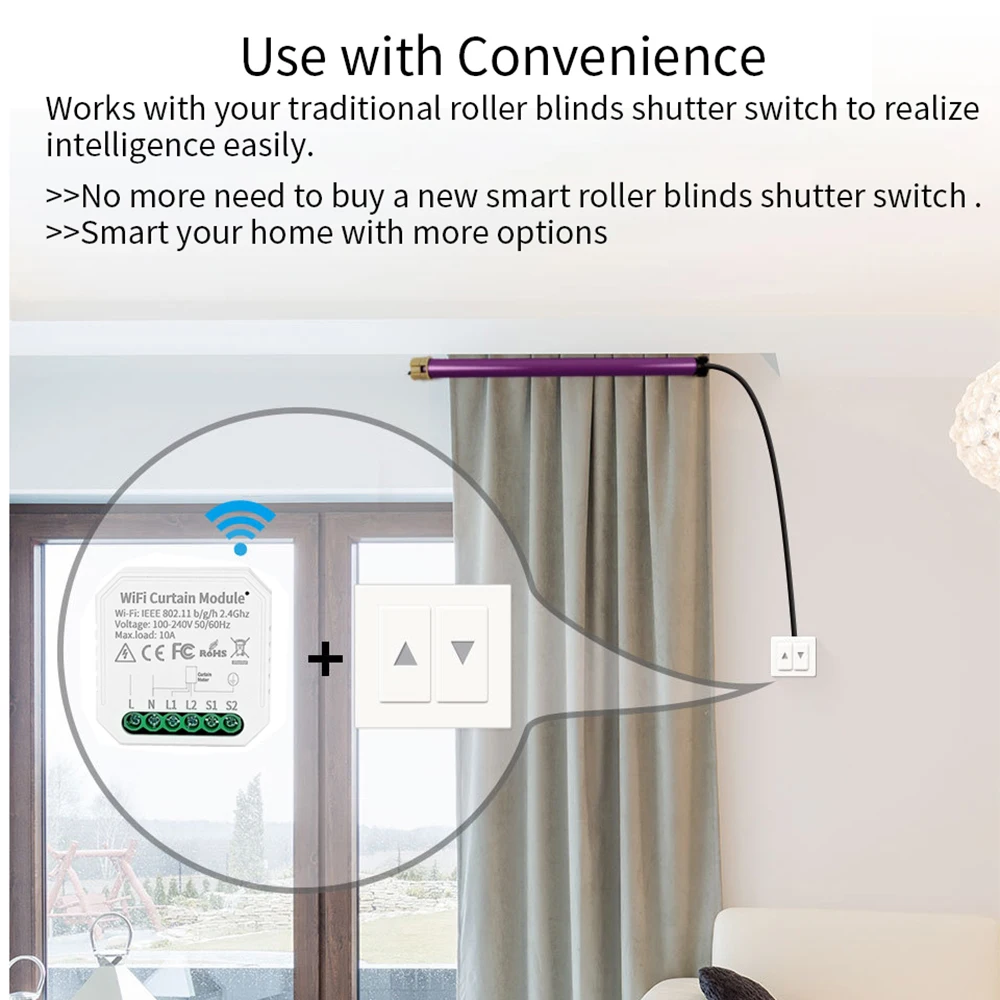 Xiaomi Tuya Curtain Switch Smart Life WiFi Blind Switch Remote Electric Roller Shutter Sunscreen Google Home Alexa Smart Home