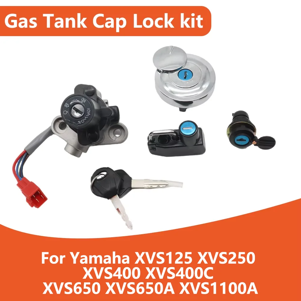 

Для Yamaha XVS650 XVS650A XVS1100A XVS125 XVS250 XVS400 XVS400C Drag Star Классический переключатель зажигания Крышка топливного газа Набор ключей для замка сиденья
