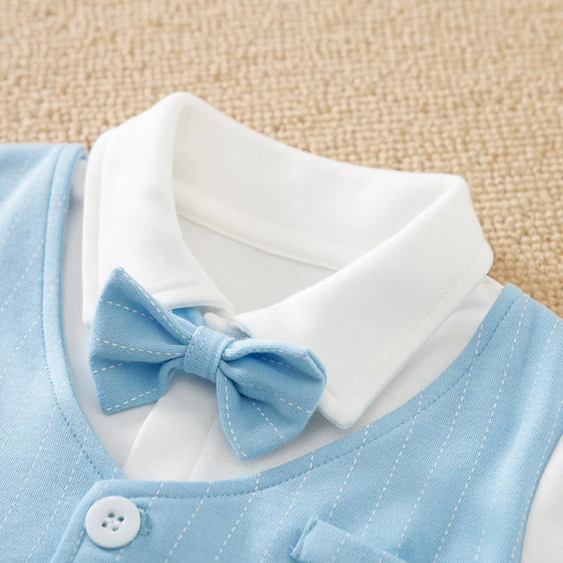 Baby Boys Gentleman bow tie Cotton Clothing Spring and Autumn Children One-Piece  long sleeves Jacket 0-2 years old Rompers