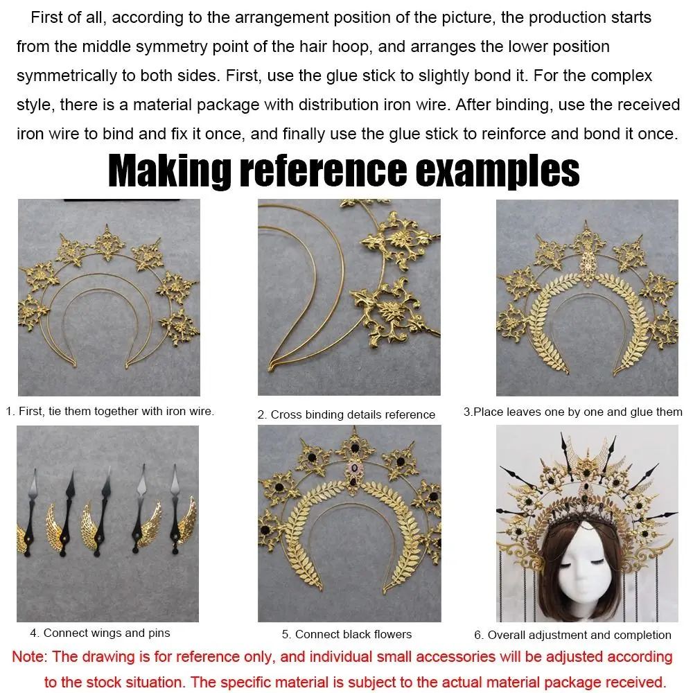 DIY Gothic Lolita Tiara Crown Headband DIY Material Package Halloween Vintage Sun Goddess Baroque Halo Wedding Headpiece Parts
