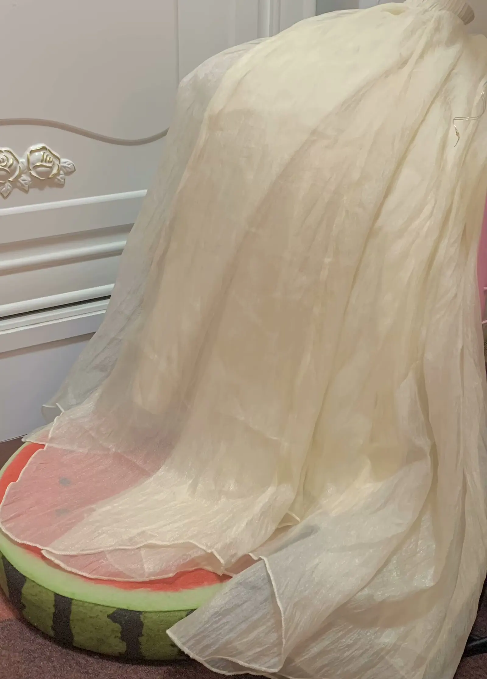 2025 Women’s Casual A-Line Skirt Elastic Waist Pleated Ruffles Asymmetrical Hem Flared Midi Skirt